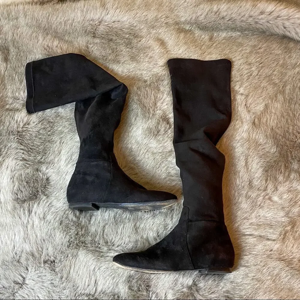 JOIE Hayleigh Black Suede Stretch OTK Boot EU 38 / US 7.5 EUC